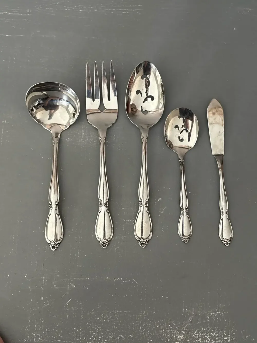 Oneida Community Chatelaine Stainless Steel Serving Set Ladle, Fork,Spoon Knife